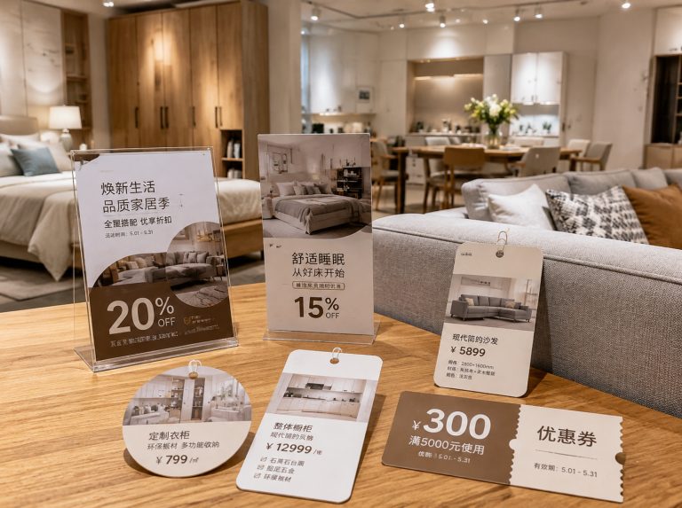 张北县家具门店单页海报与吊牌